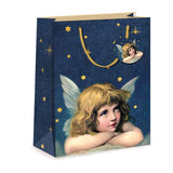 Blue gift bag with an angel and gold stars