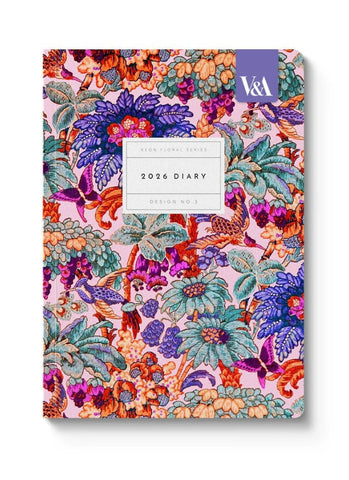 V&A A5 Large Diary 2026 - Neon Floral Coral Jungle