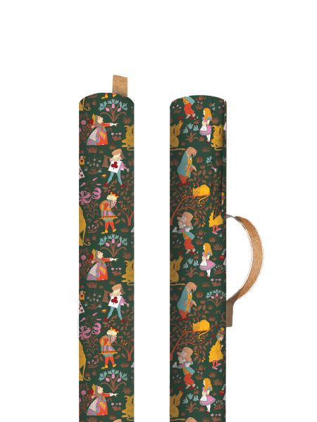 Two green cases with fairy tale character illustrations on a white background