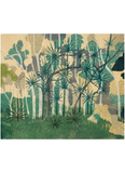Card with green palm trees in a green  forest. Angela Newberry art card - Palm Forest Kakadu.