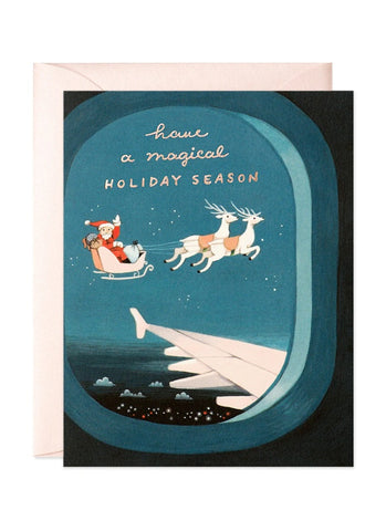 Joo Joo Paper Christmas Card - Plane Window Santa
