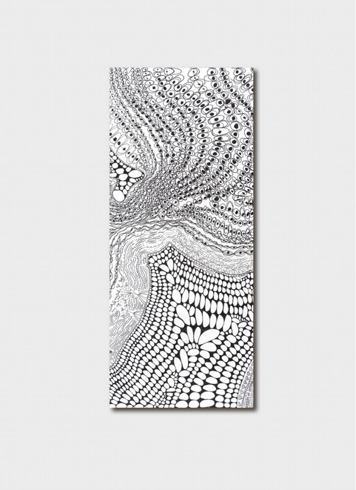 An abstract Indigenous artwork in black and white on a bookmark