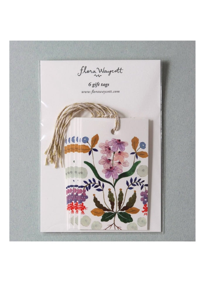 Flora Waycott - Purple Flowers Gift Tags set of 6