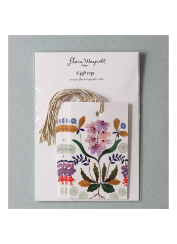 Flora Waycott - Purple Flowers Gift Tags set of 6