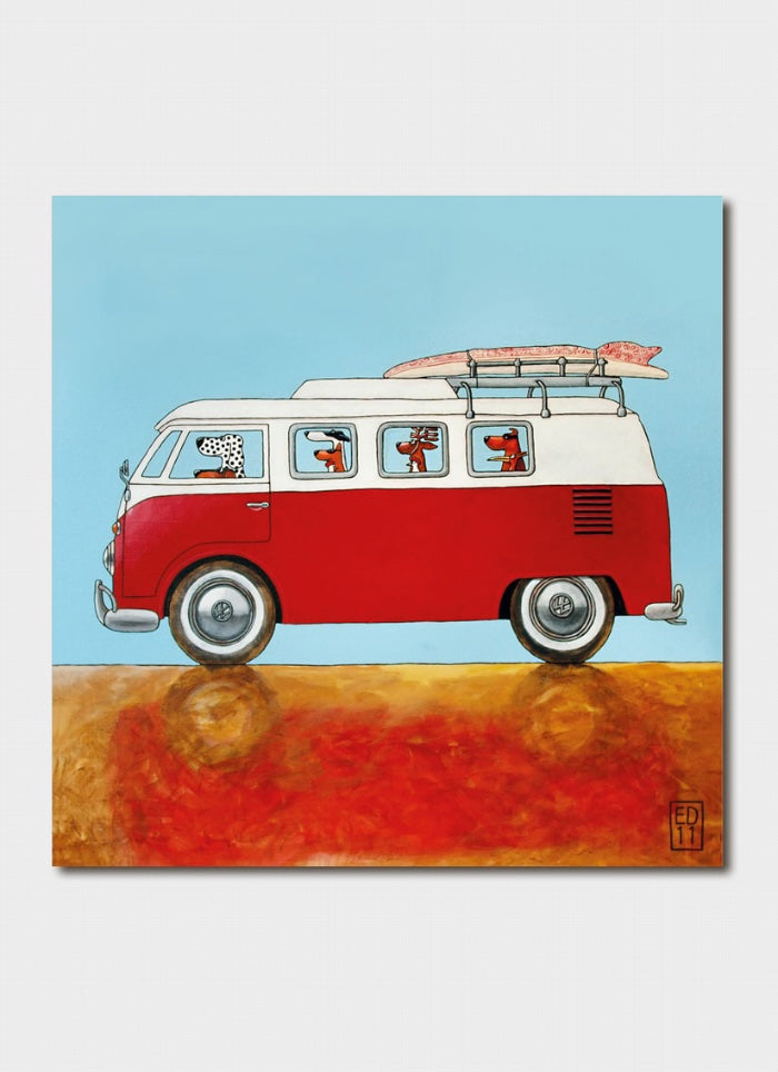 Red Bus art card by Ed Van Der Hoek