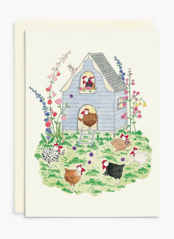 Ruby Red Shoes card - Happy chickens