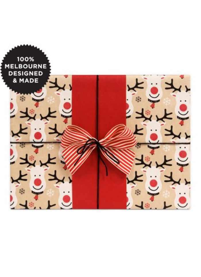 Rudolph Kraft wrapping paper in a 5m roll.
