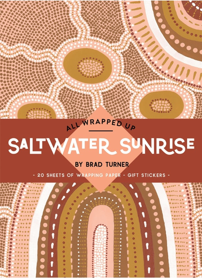 Packaging of 'Saltwater Sunrise' by Brad Turner with abstract patterns and text.