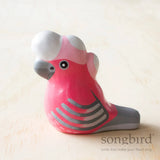 Pin, white and grey bird. Songbird Pink Galah paperweight