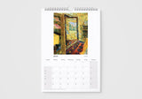 Calendar with a painting of an open door on a white background