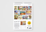 Calendar with artistic images on a white background
