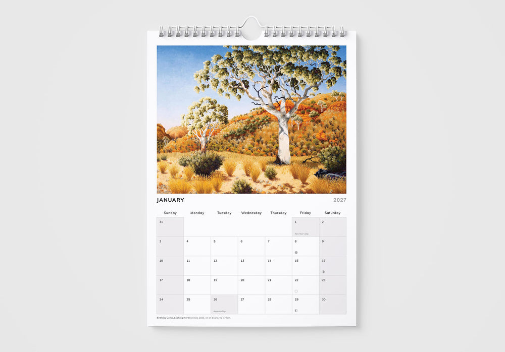 Calendar with a scenic landscape cover on a white background