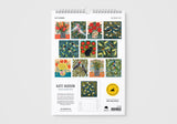 Calendar with artistic designs on a white background