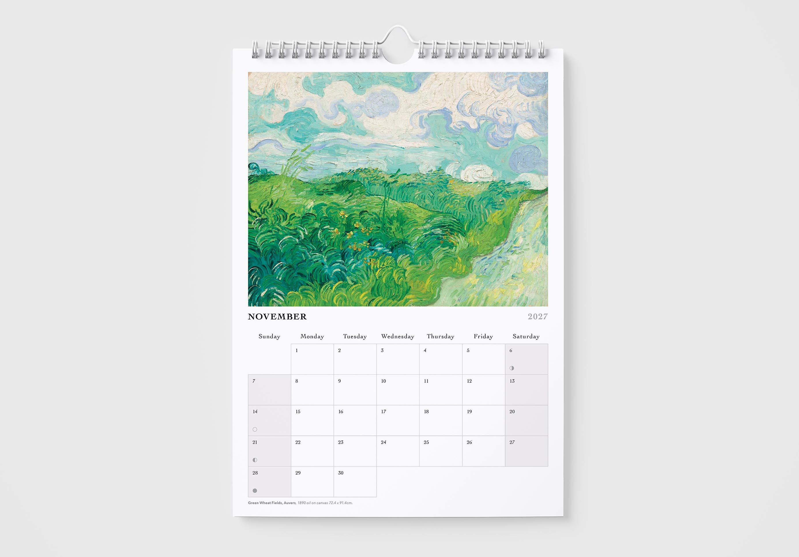 Calendar with a scenic design on a white background