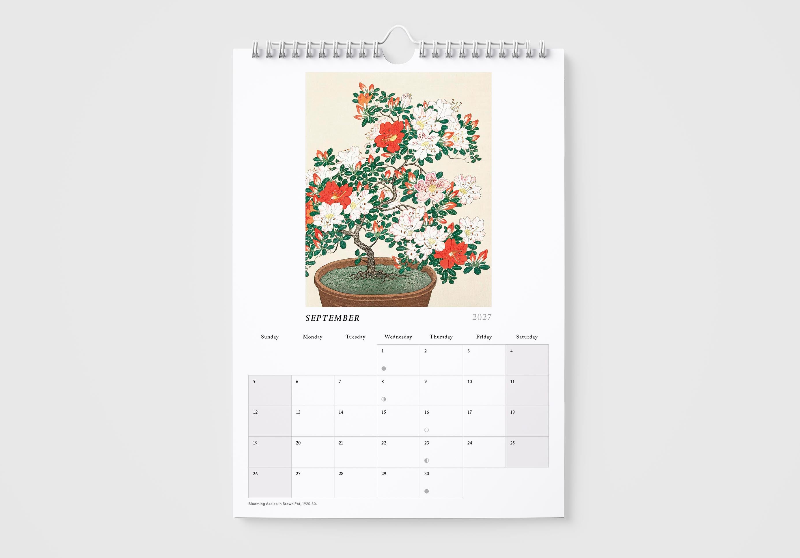 Calendar with a floral design on a white background