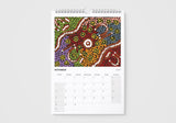 Calendar with a colorful abstract design on a white background