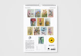 Calendar with nature-themed illustrations on a white background