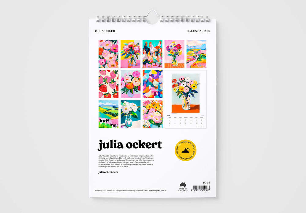Calendar with colorful illustrations on a white background
