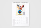 Calendar for November 2023 with kitchen utensils illustration on a white background