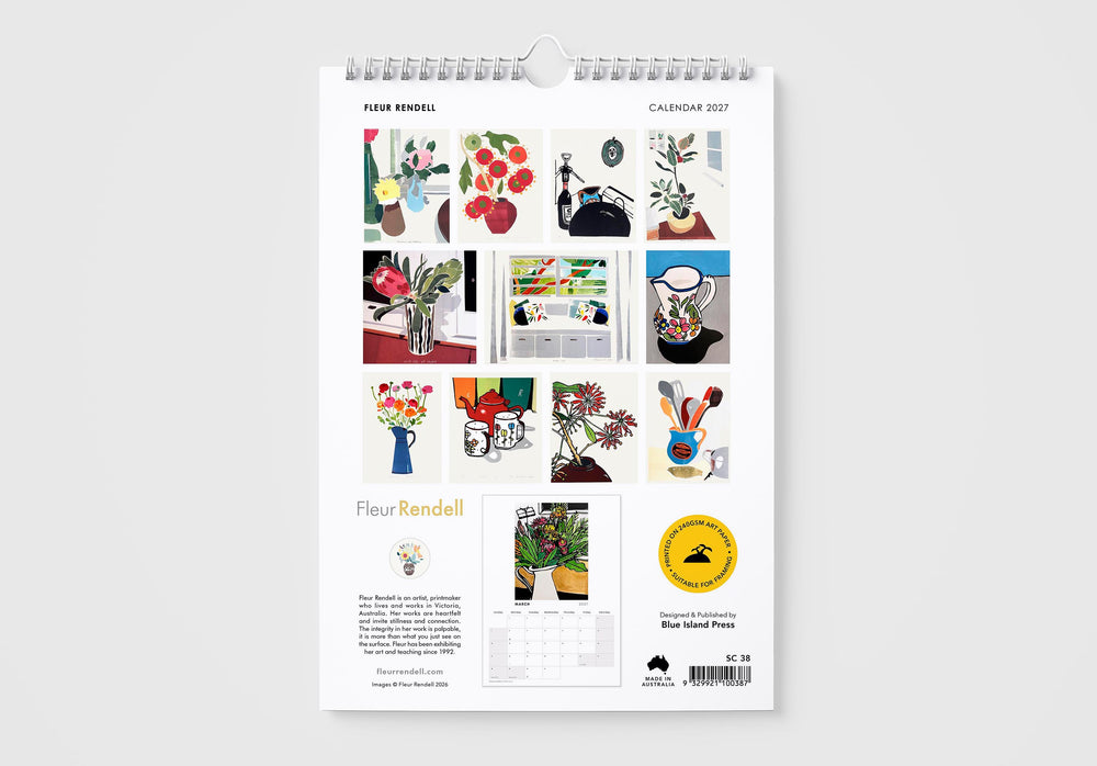 Calendar with various designs on a white background
