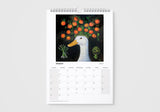 Calendar with a duck and fruit design on a white background