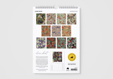 Floral patterned calendar on a white background