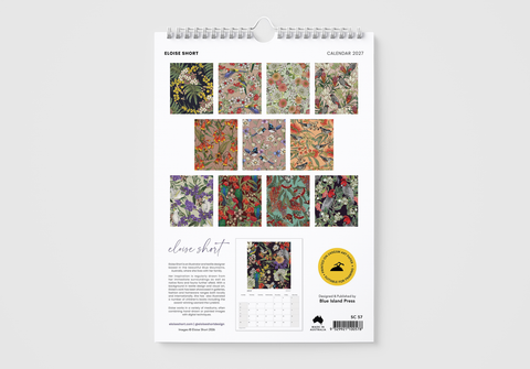 Floral patterned calendar on a white background