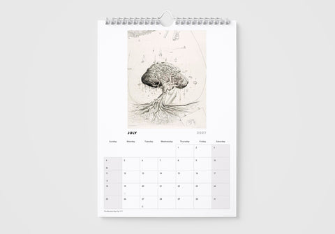 A Brett Whitely sketch on the July calendar page.