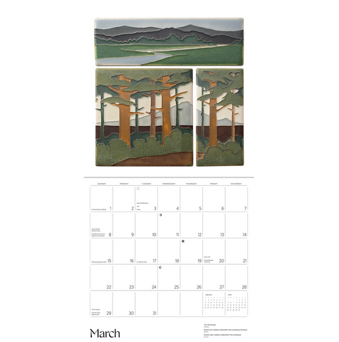 Arts & Crafts Tiles: Made by Motawi Tileworks Wall Calendar 2026