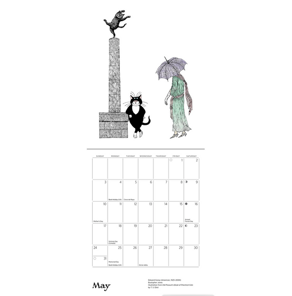 Edward Gorey Practical Cats Mini Wall Calendar 2026 Paper Parrot