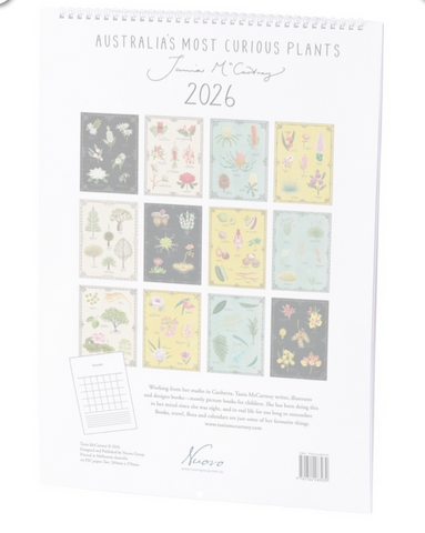 Calendar with illustrations of plants on a white background