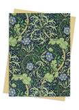 Greeting card with intricate floral and leaf pattern on a white background