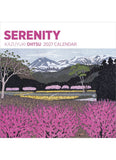 Calendars with a mountain and flower landscape design, featuring the brand 'Serenity' and artist 'Kazuyuki Ohtsu'.