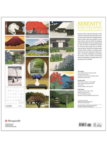 Serenity: Kazuyuki Ohtsu Wall Calendar 2025 - back
