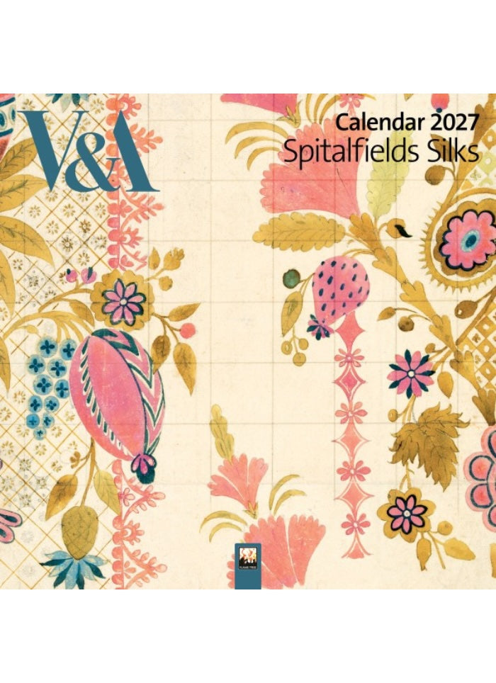 Calendar cover with floral patterns and V&A branding