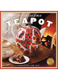 Cover of The Collectible Teapot calendar featuring a white teapot with a red design and roosters on it.