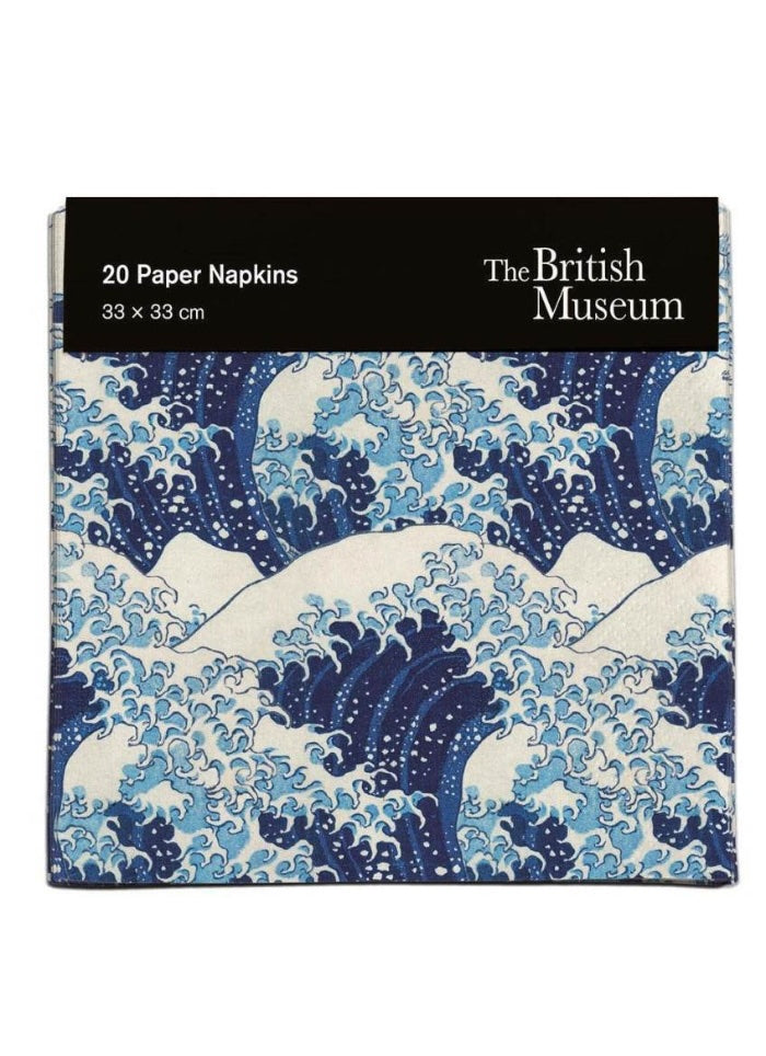 Blue and white wave design on a pack of napkins