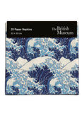 Blue and white wave design on a pack of napkins