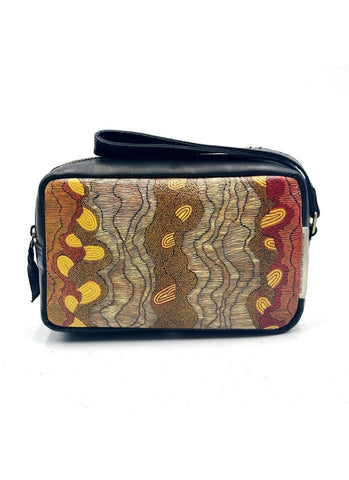 Leather Printed Toiletry Bag - Damien and Yilpi Marks