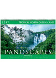 Calendar cover featuring a waterfall and tropical forest with 'Panoscapes' branding.