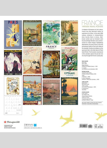 France Vintage Travel Posters Wall Calendar 2025 (back cover)