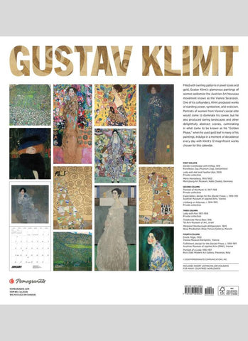 Gustav Klimt Wall Calendar 2025 (back cover)