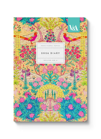 V&A A5 Large Diary 2026 - Neon Floral Ornate Garden