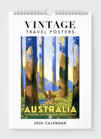 Vintage Travel Posters Wall Calendar 2026