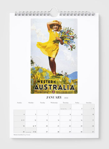 Vintage Travel Posters Wall Calendar 2026