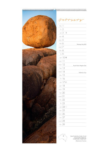 Wild Places Australia Slimline Mini Wall Calendar 2024 - February