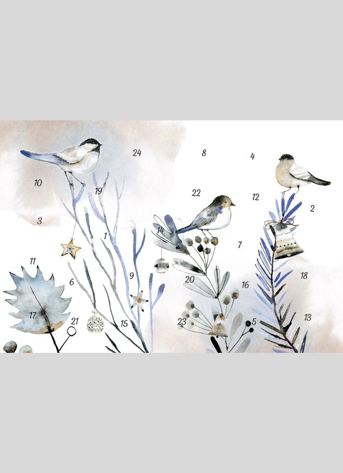 Advent Calendar Card - Silver Birds