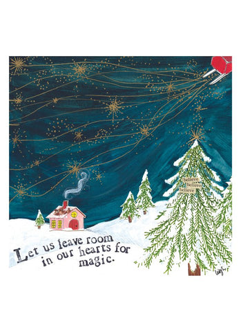 Curly Girl Christmas card - Hearts for Magic