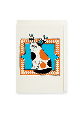 Letterpress Small Christmas Card - Christmas Cat