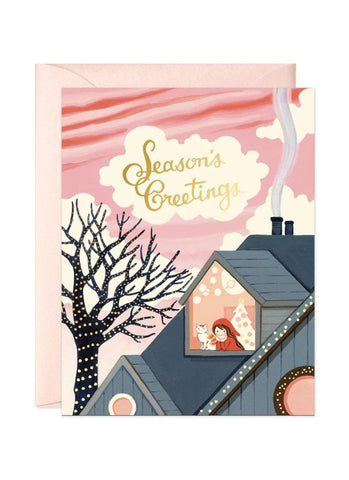 Joo Joo Paper Christmas Card - Window Girl Greetings